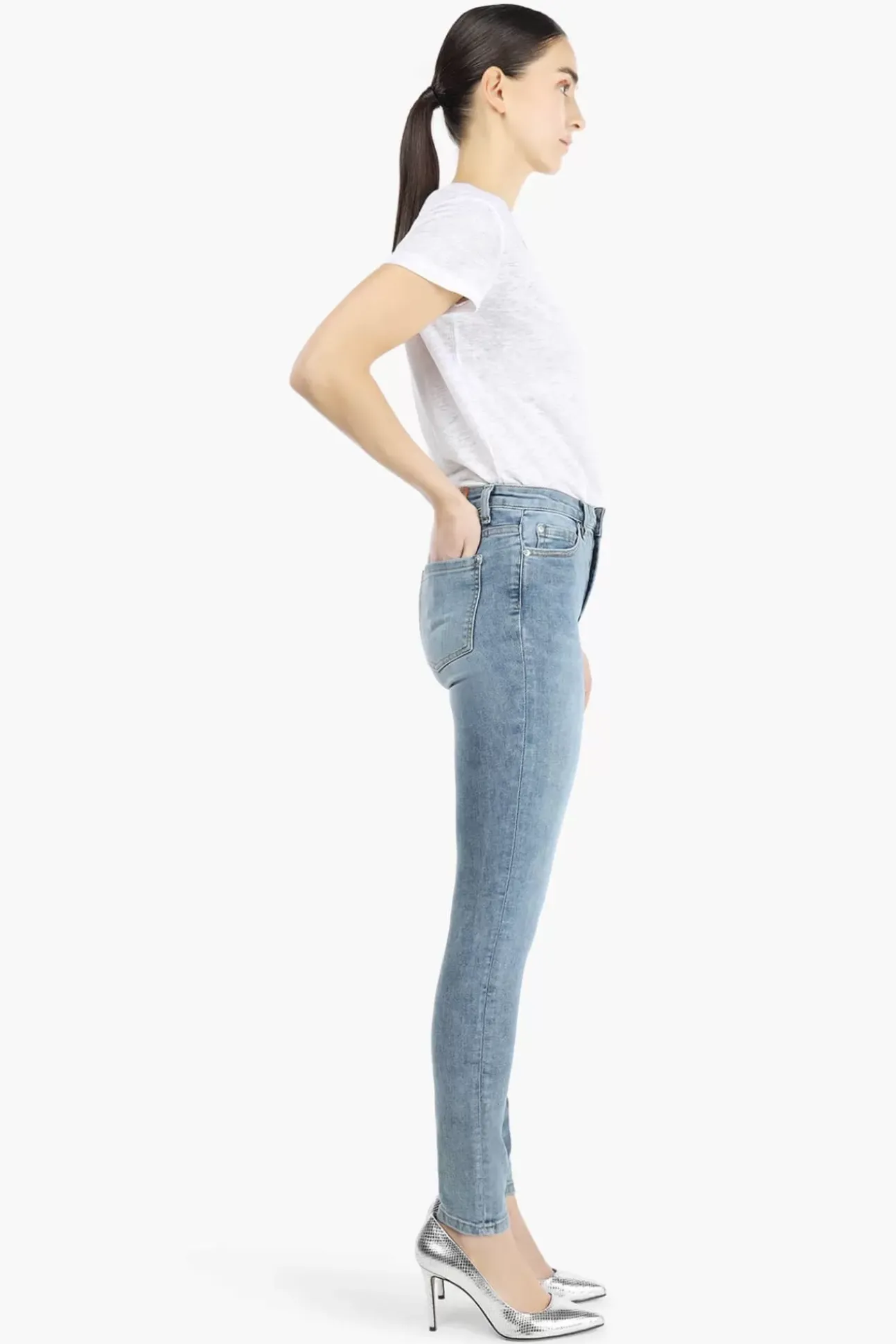 JANICE Denim^Blauwe High Waist Skinny Jeans Rocket Blue 808