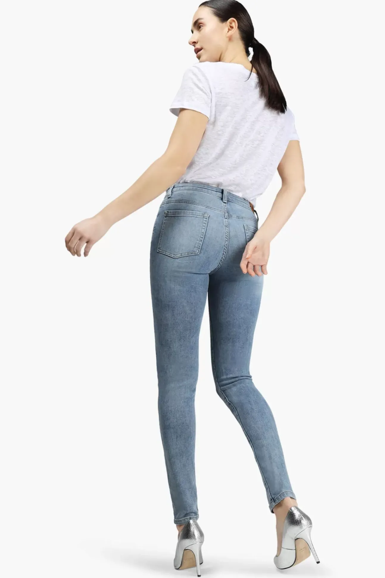 JANICE Denim^Blauwe High Waist Skinny Jeans Rocket Blue 808