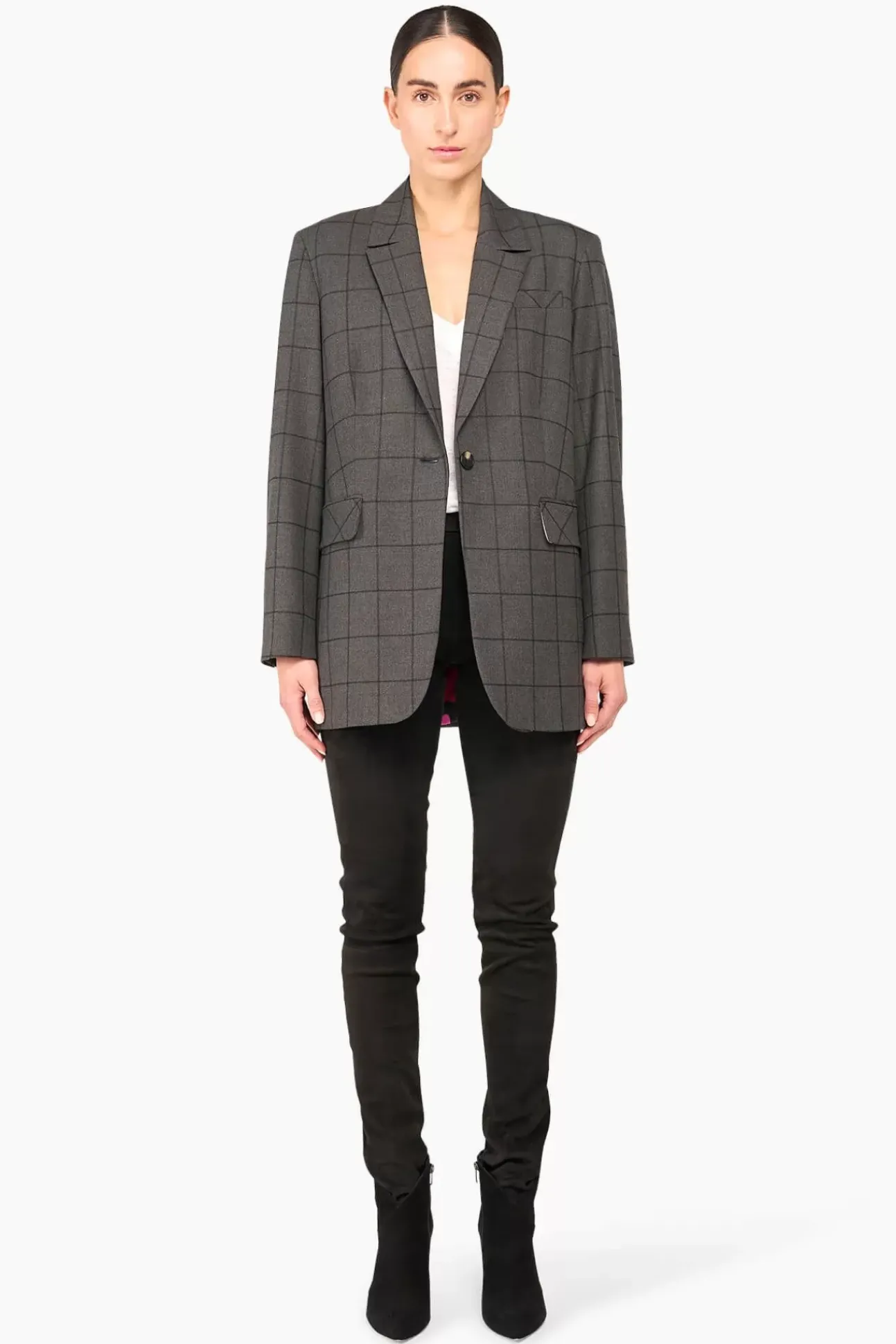 JANICE Blazers^Blazer Dames Ruit Hank Grijs
