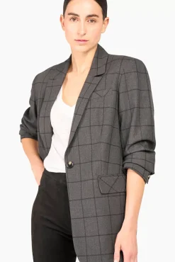 JANICE Blazers^Blazer Dames Ruit Hank Grijs