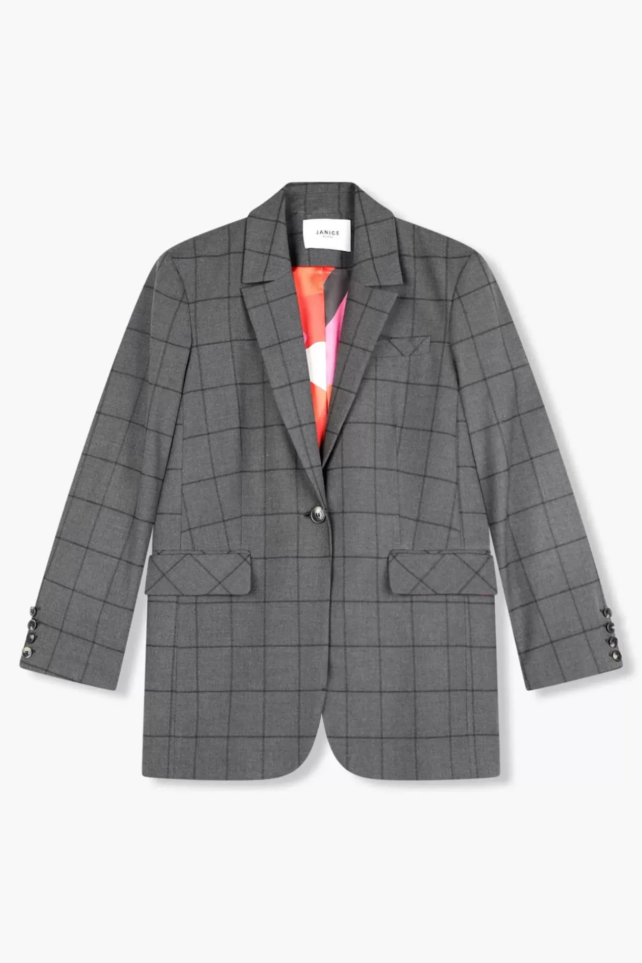 JANICE Blazers^Blazer Dames Ruit Hank Grijs