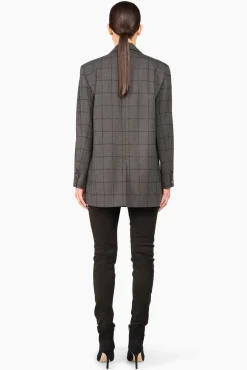 JANICE Blazers^Blazer Dames Ruit Hank Grijs