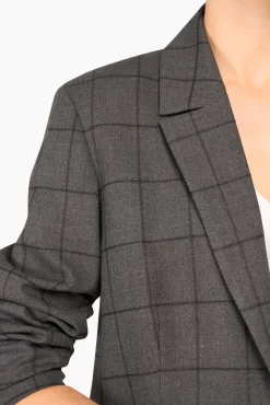 JANICE Blazers^Blazer Dames Ruit Hank Grijs