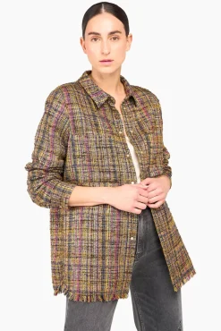 JANICE Blouses^Blouse Dames Tweed Lurex Shane Groen