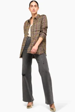 JANICE Blouses^Blouse Dames Tweed Lurex Shane Groen