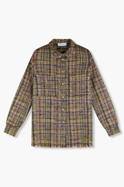 JANICE Blouses^Blouse Dames Tweed Lurex Shane Groen