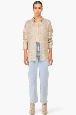 JANICE Blouses^Blouse Dames Tweed Lurex Shane Beige