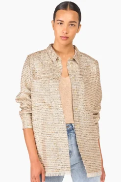JANICE Blouses^Blouse Dames Tweed Lurex Shane Beige