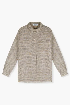 JANICE Blouses^Blouse Dames Tweed Lurex Shane Beige