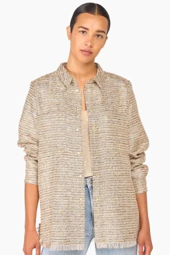 JANICE Blouses^Blouse Dames Tweed Lurex Shane Beige