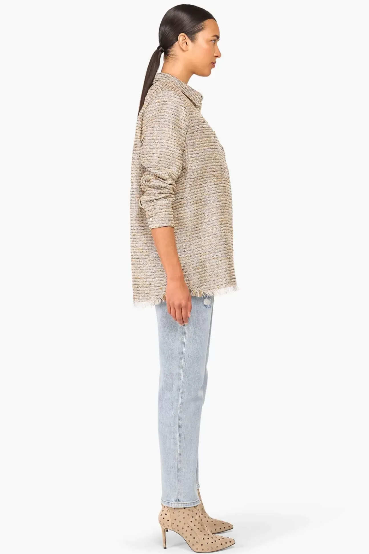 JANICE Blouses^Blouse Dames Tweed Lurex Shane Beige