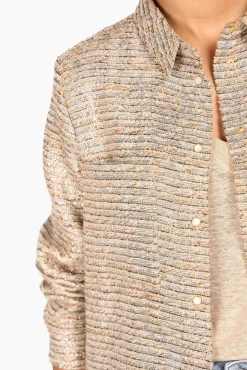JANICE Blouses^Blouse Dames Tweed Lurex Shane Beige