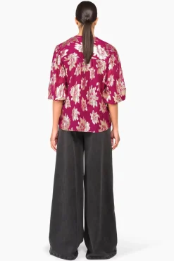 JANICE Blouses^Blouse Dames Viscose Lurex Toby Burgundy