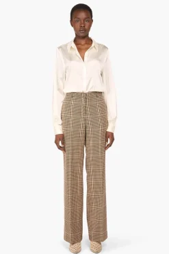 JANICE Broeken^Broek Dames Ruit Tiger Bruin
