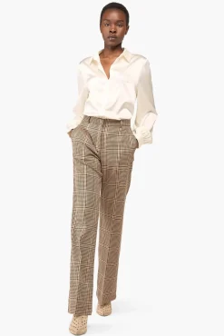 JANICE Broeken^Broek Dames Ruit Tiger Bruin