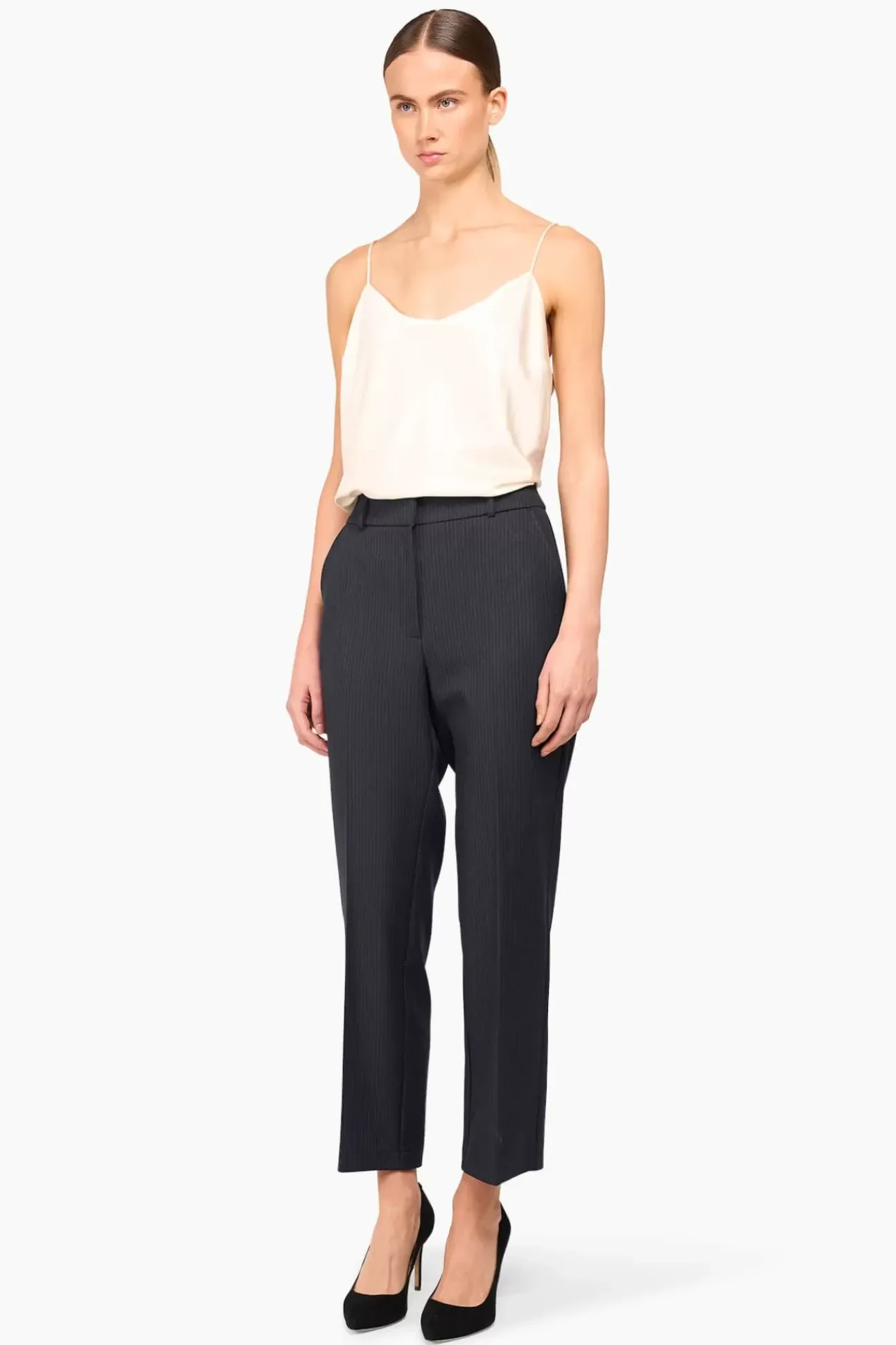 JANICE Broeken^Broek Dames Streep Sean Blauw