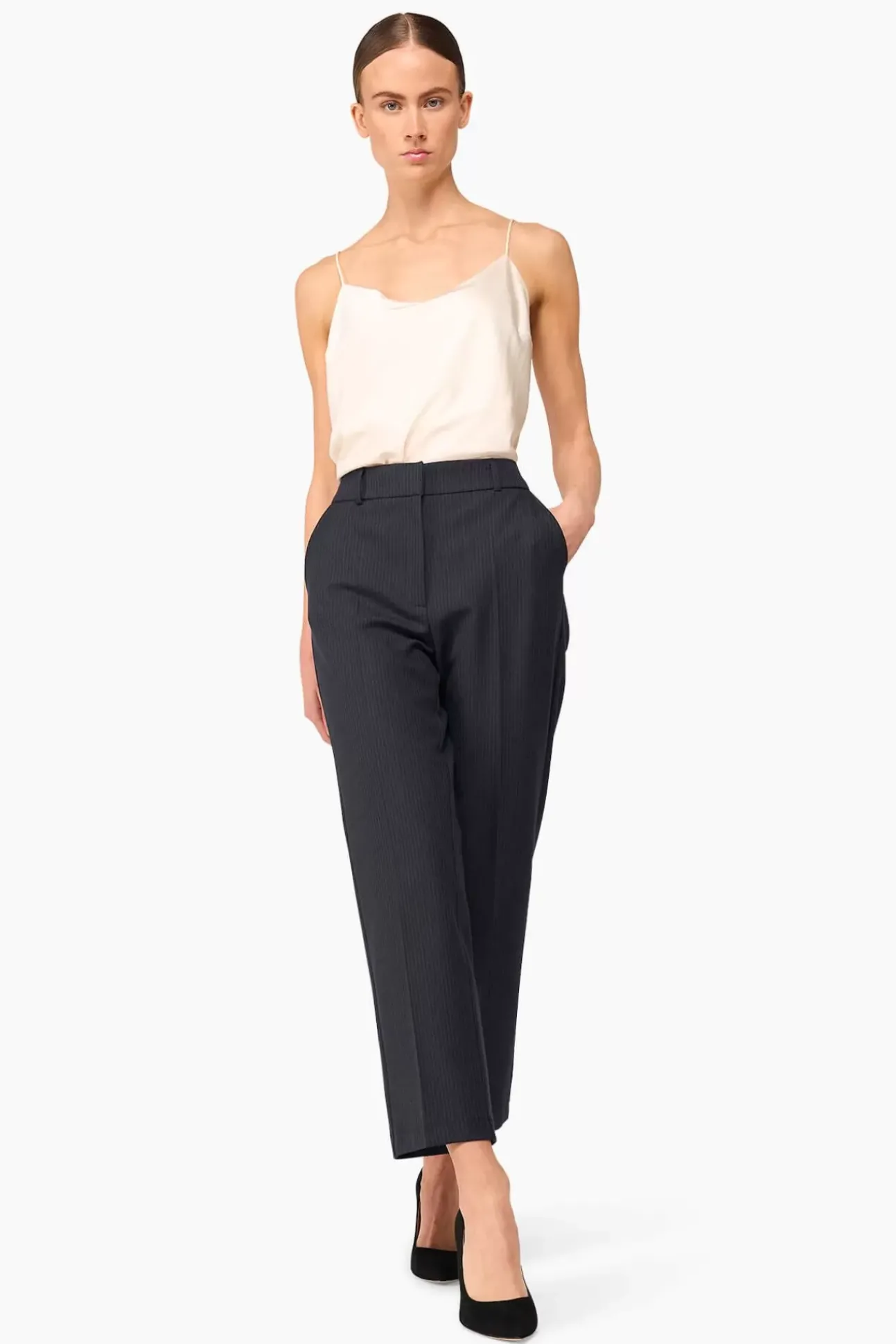 JANICE Broeken^Broek Dames Streep Sean Blauw