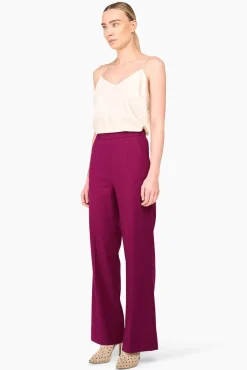 JANICE Broeken^Broek Dames Wijde Pijp Pete Burgundy