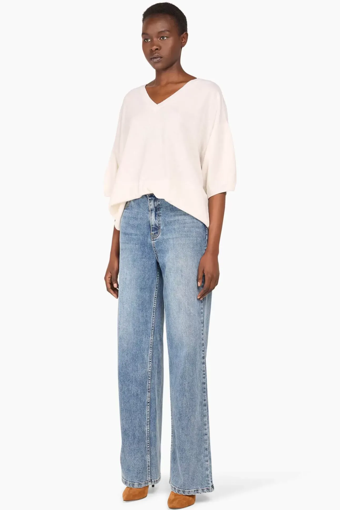 JANICE Sweaters & Truien^Cashmere Blend Truitje Romeo Off White
