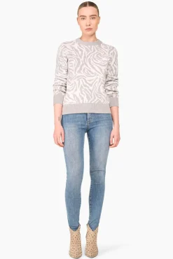 JANICE Sweaters & Truien^Cashmere Trui Dames Sym Tijger Print Grijs