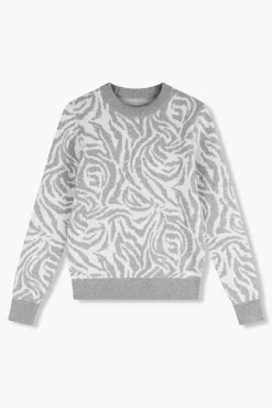 JANICE Sweaters & Truien^Cashmere Trui Dames Sym Tijger Print Grijs