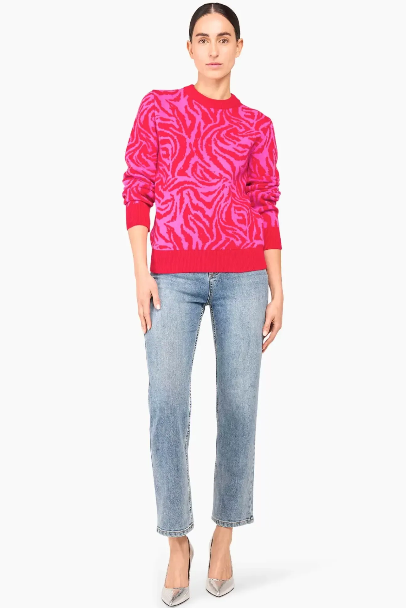 JANICE Sweaters & Truien^Cashmere Trui Dames Sym Tijger Print Roze