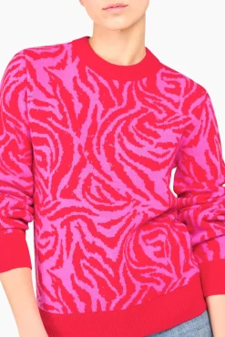 JANICE Sweaters & Truien^Cashmere Trui Dames Sym Tijger Print Roze