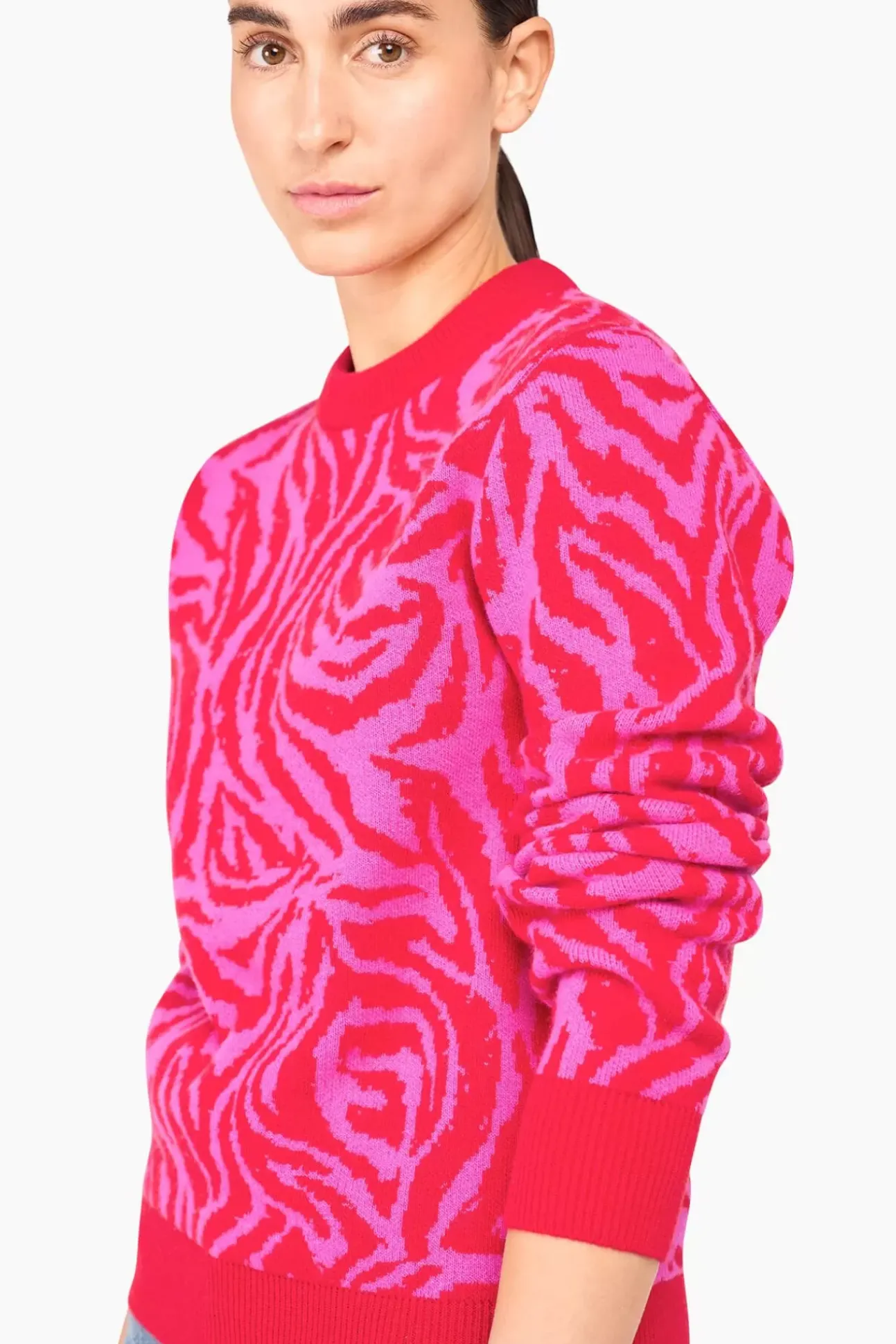 JANICE Sweaters & Truien^Cashmere Trui Dames Sym Tijger Print Roze