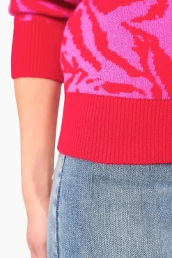JANICE Sweaters & Truien^Cashmere Trui Dames Sym Tijger Print Roze