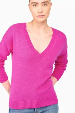 JANICE Sweaters & Truien^Cashmere Trui Dames Vhals Brick Roze
