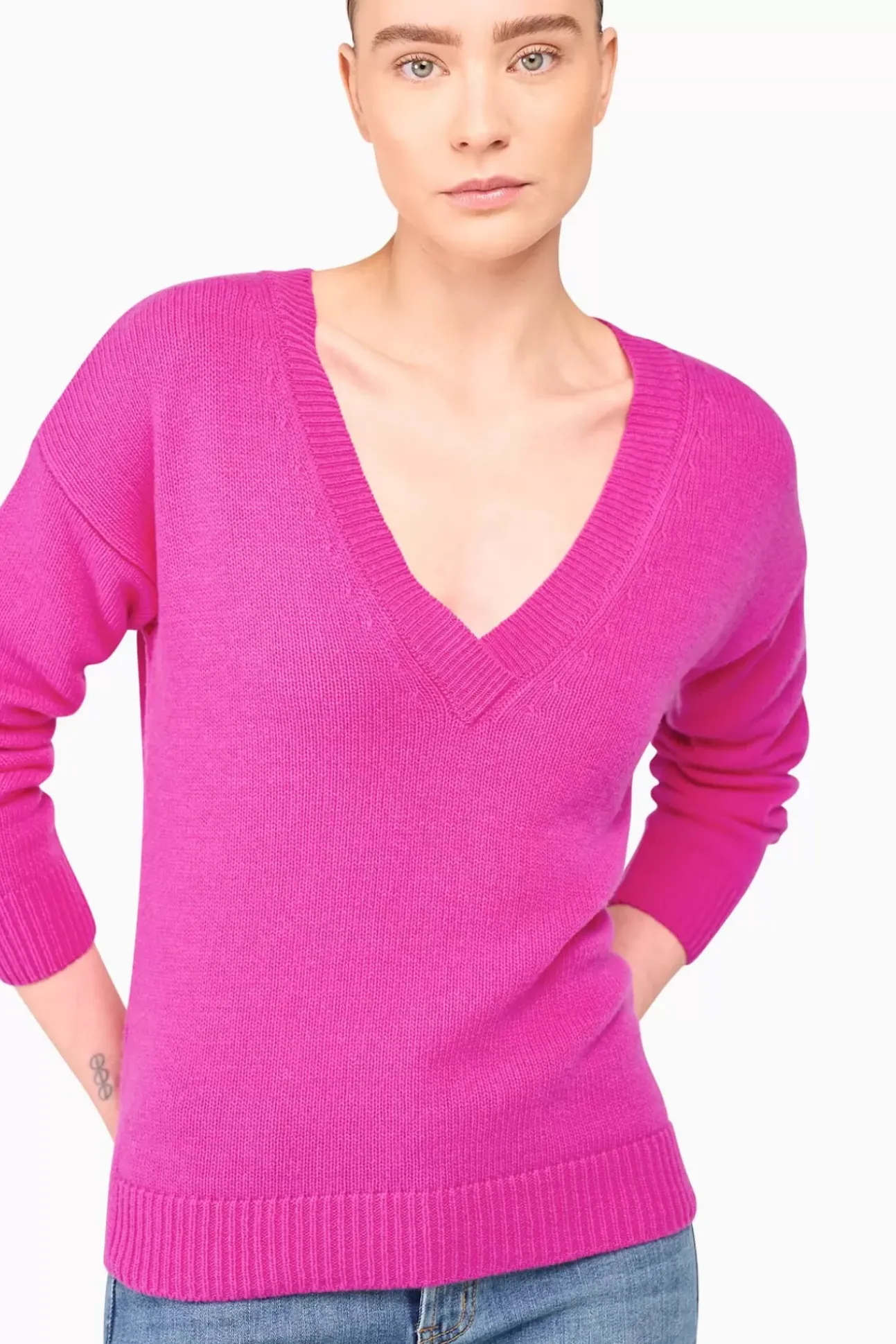 JANICE Sweaters & Truien^Cashmere Trui Dames Vhals Brick Roze