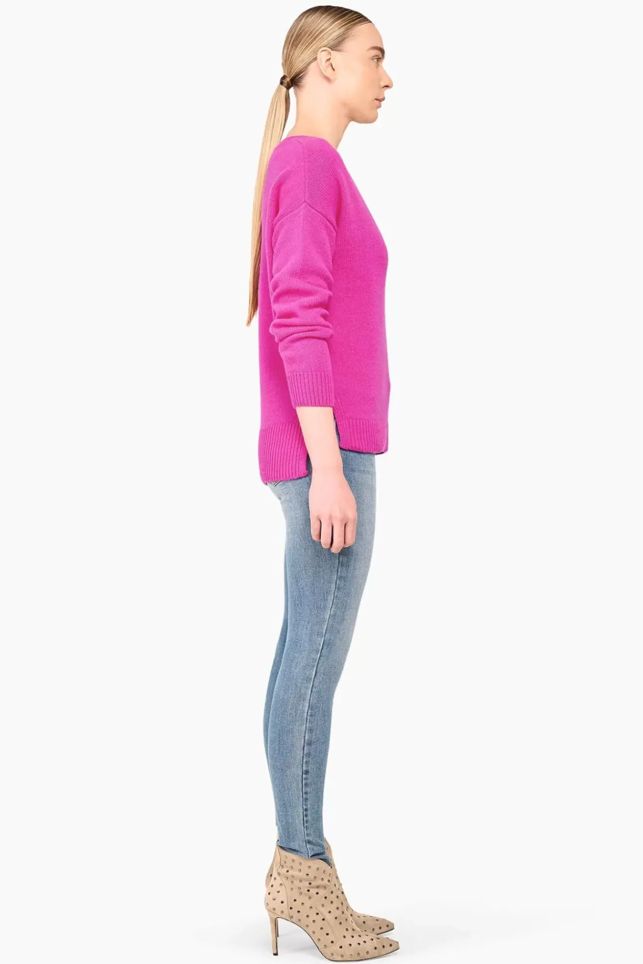 JANICE Sweaters & Truien^Cashmere Trui Dames Vhals Brick Roze