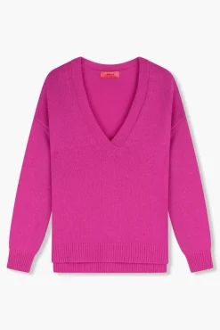 JANICE Sweaters & Truien^Cashmere Trui Dames Vhals Brick Roze