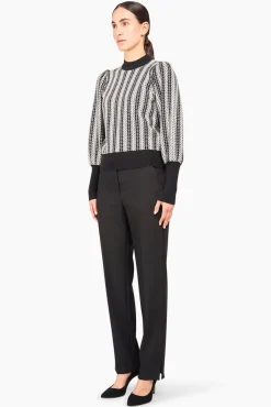 JANICE Sweaters & Truien^Gebreide Trui Pof Mouwen Jay Zwart Wit