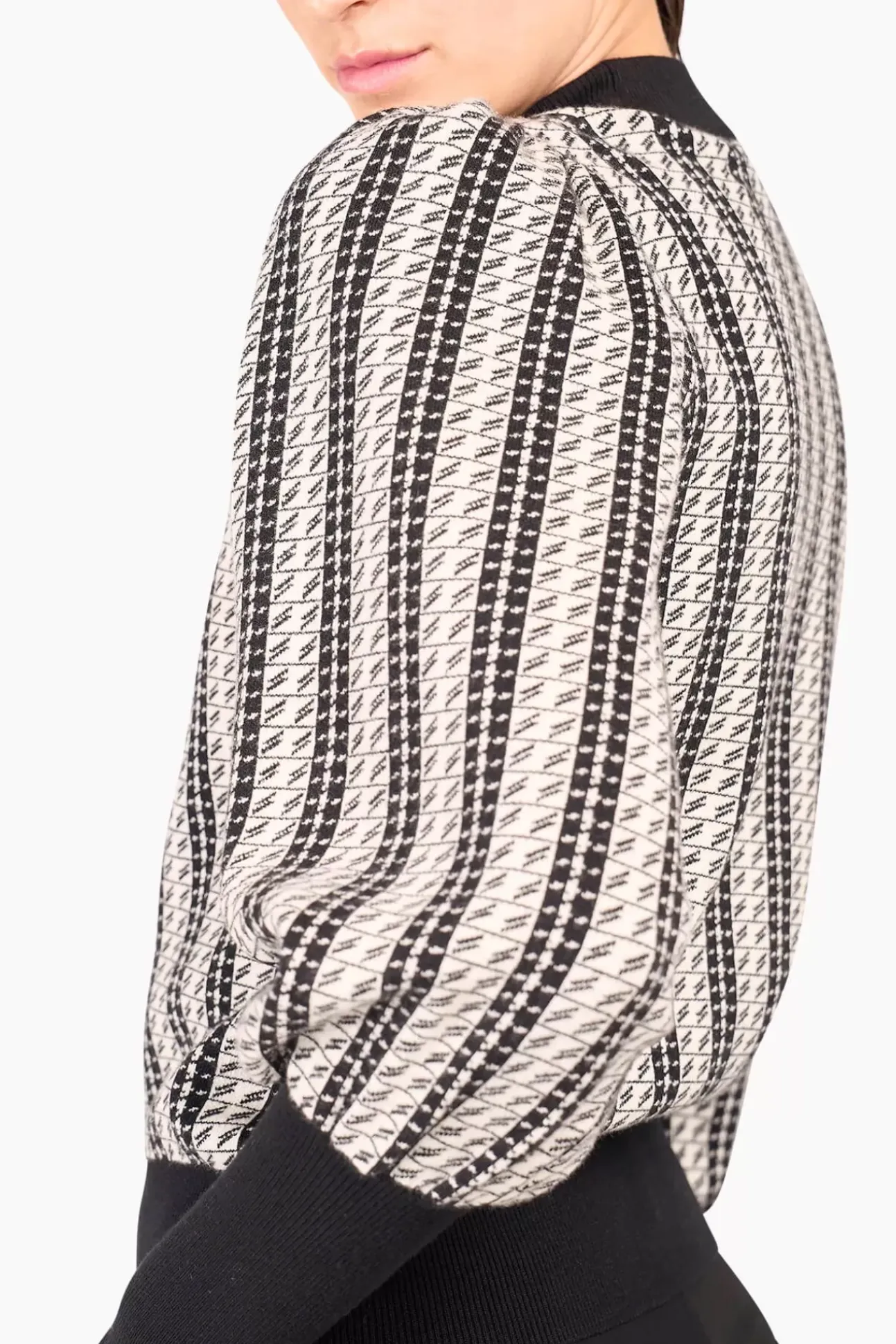 JANICE Sweaters & Truien^Gebreide Trui Pof Mouwen Jay Zwart Wit
