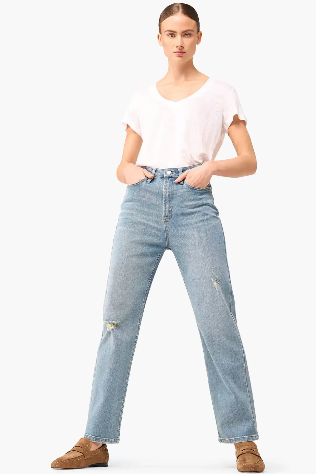JANICE Denim^High Rise Boyfriend Jeans Morgan Destroyed Blue 033