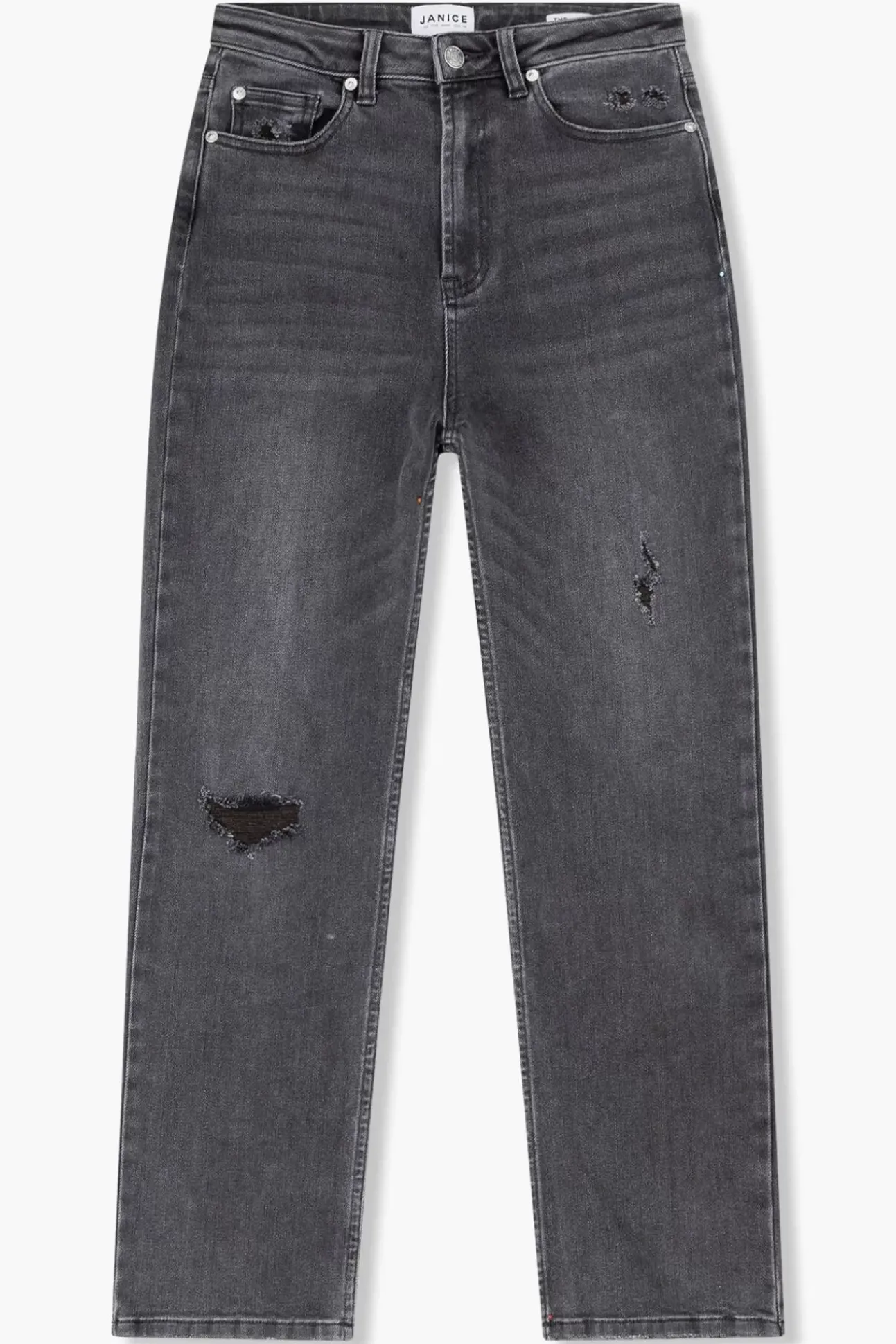JANICE Denim^High Rise Boyfriend Jeans Morgan Destroyed Grijs 811