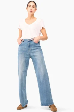 JANICE Denim^Jeans Dames Wijde Pijp Jason Blauw 405