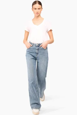 JANICE Denim^Jeans Dames Wijde Pijp Jason Blauw 395