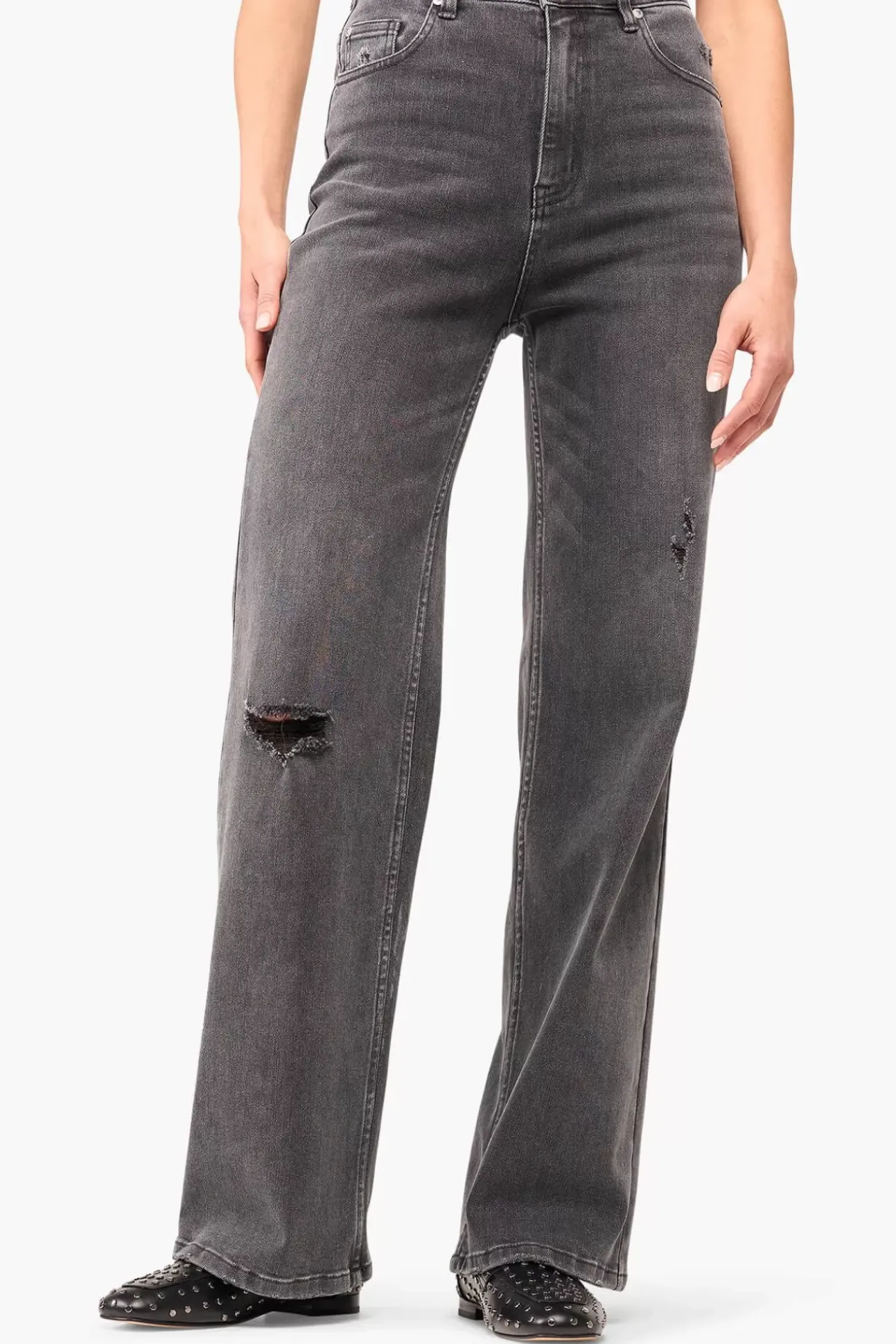 JANICE Denim^Jeans Dames Wijde Pijp Jason Destroyed Grijs 811