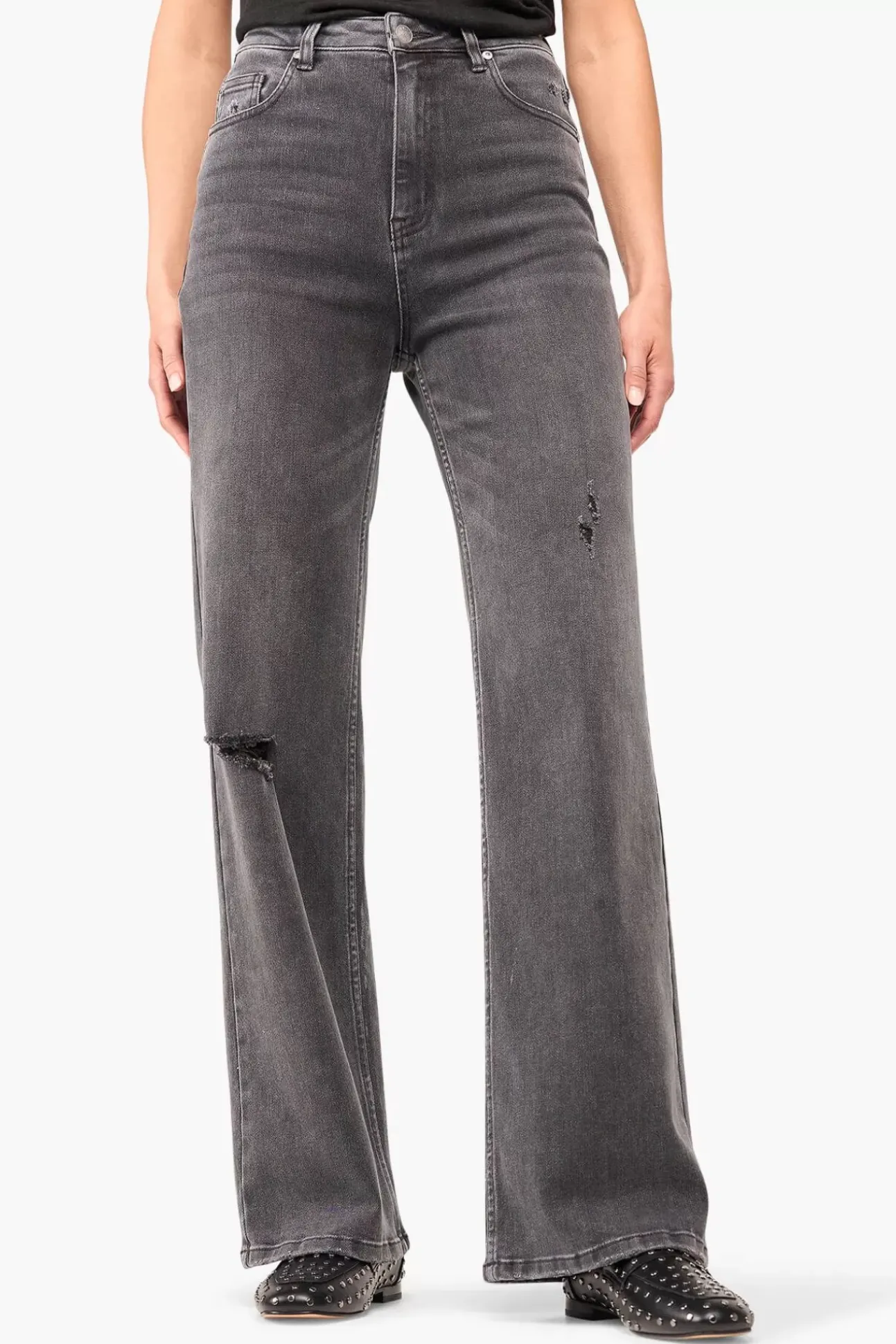 JANICE Denim^Jeans Dames Wijde Pijp Jason Destroyed Grijs 811