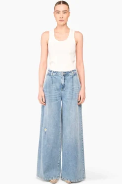 JANICE Denim^Jeans Wijde Pijp Dames Dollar Destroyed Blue 033