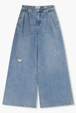 JANICE Denim^Jeans Wijde Pijp Dames Dollar Destroyed Blue 033