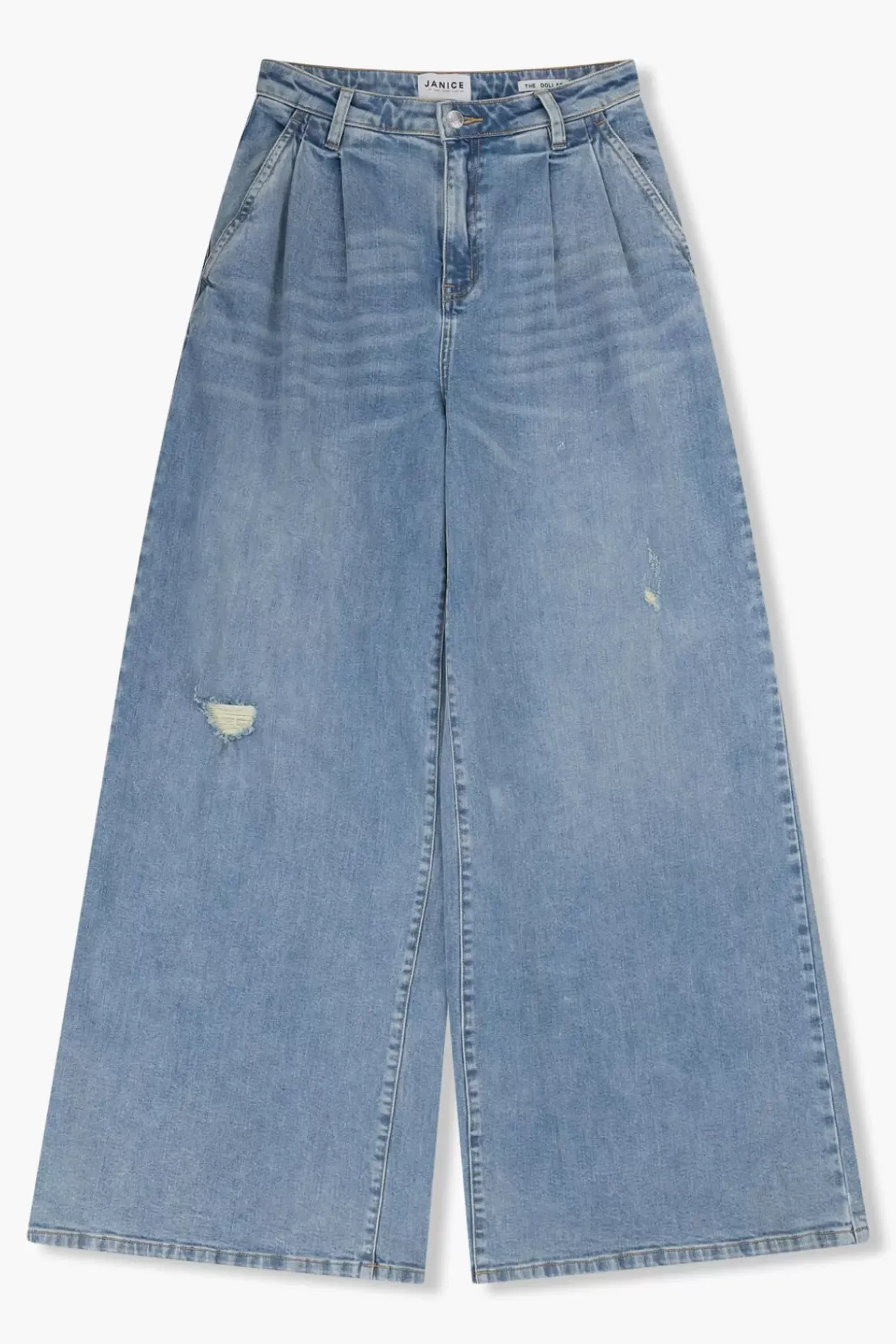 JANICE Denim^Jeans Wijde Pijp Dames Dollar Destroyed Blue 033