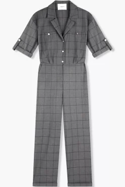 JANICE Jurken^Jumpsuit Dames Stretch London Ruit Grijs