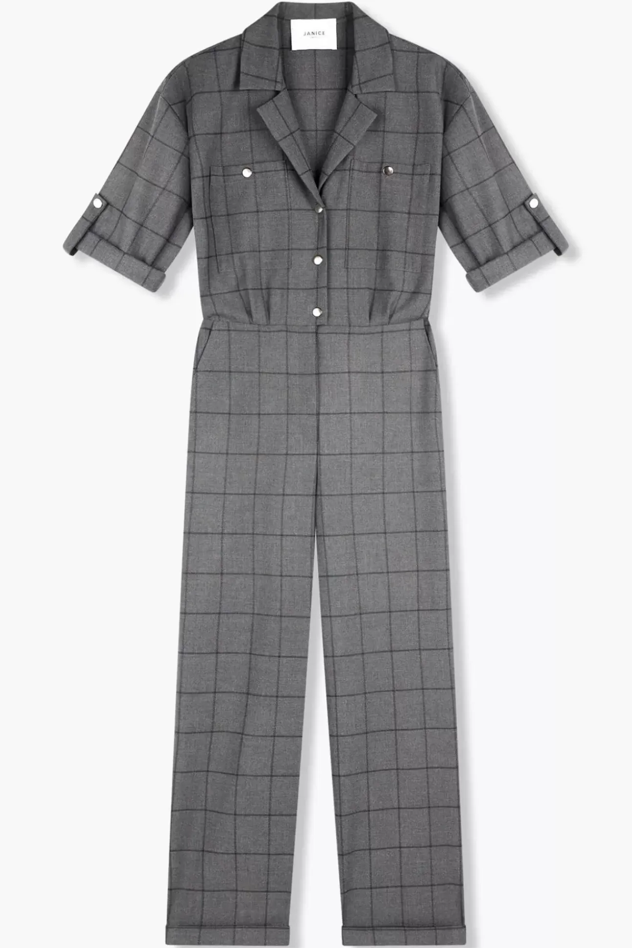 JANICE Jurken^Jumpsuit Dames Stretch London Ruit Grijs