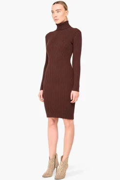 JANICE Jurken^Jurk Gebreid Col Travis Bruin