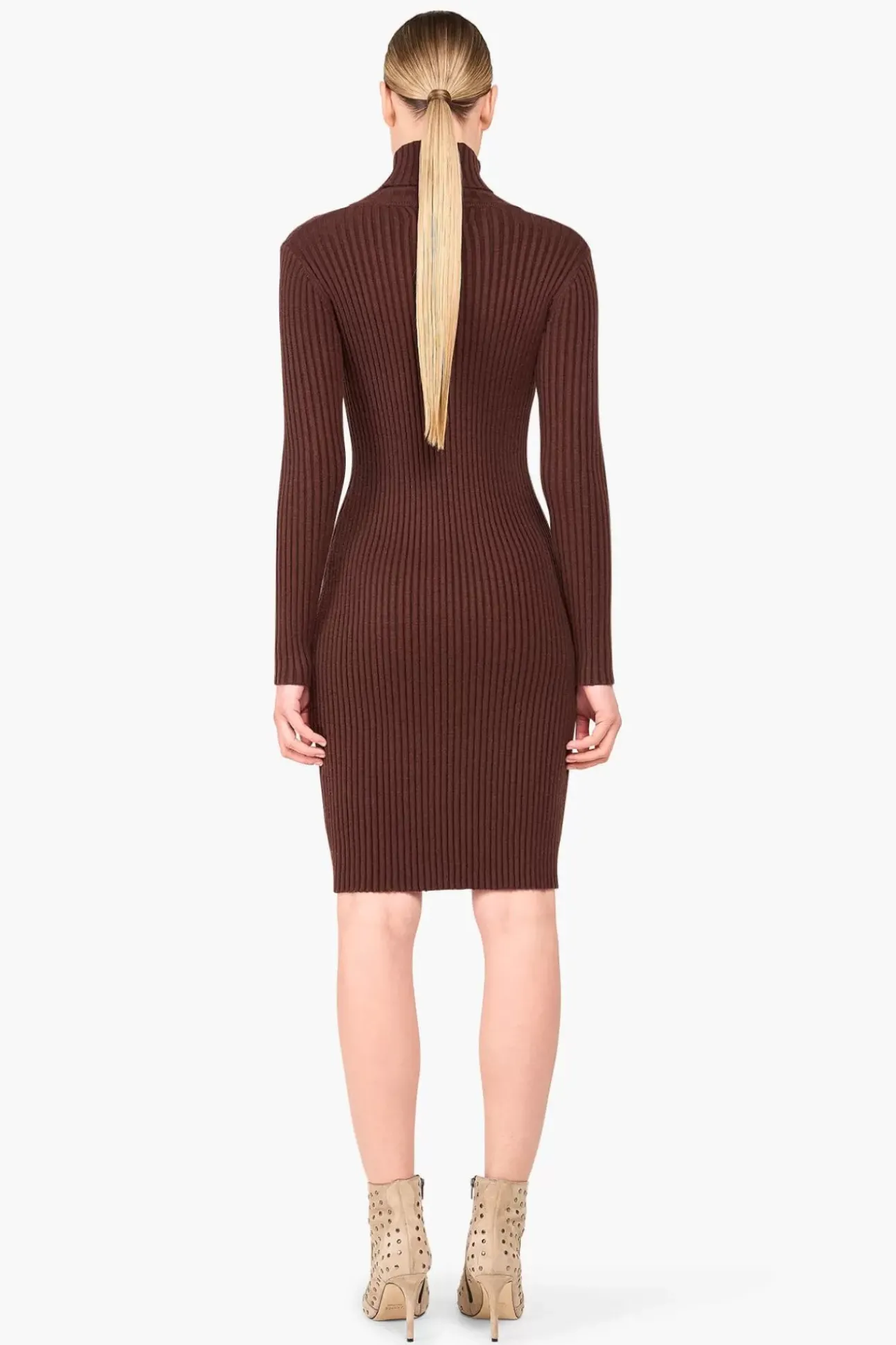 JANICE Jurken^Jurk Gebreid Col Travis Bruin