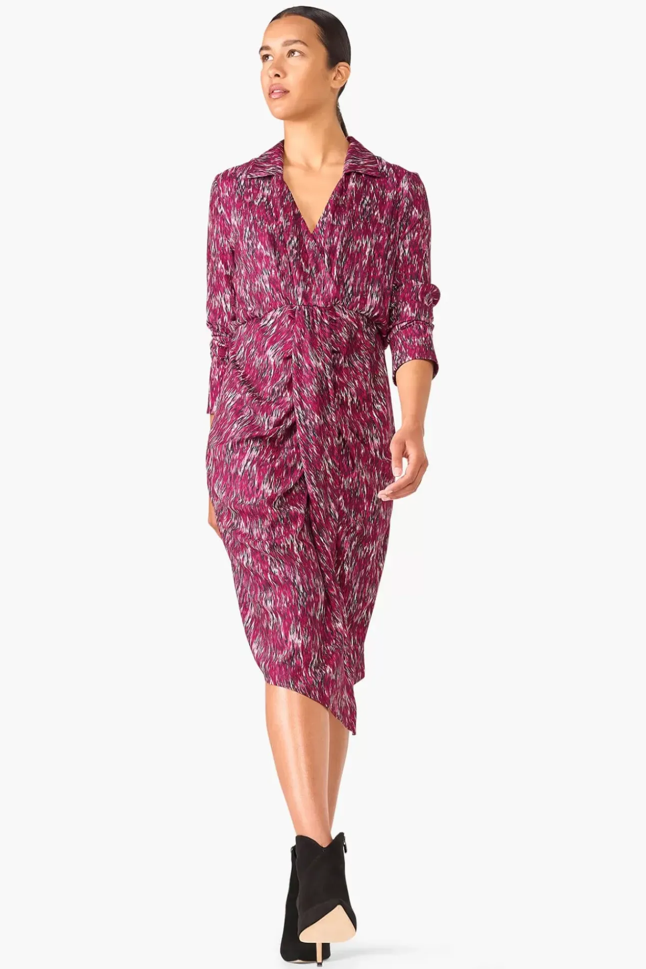 JANICE Jurken^Jurk Print Lange Mouw Jesse Burgundy