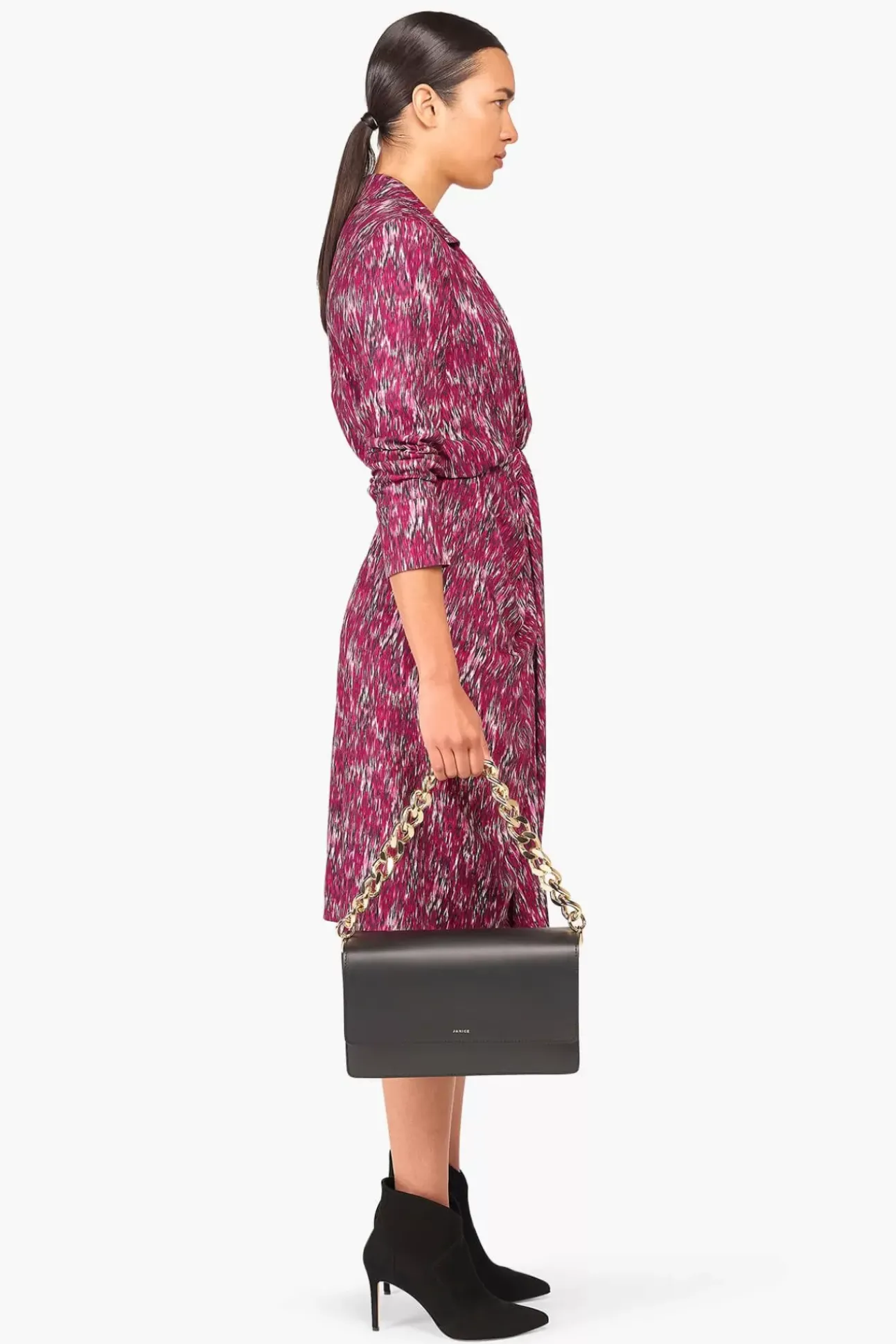 JANICE Jurken^Jurk Print Lange Mouw Jesse Burgundy